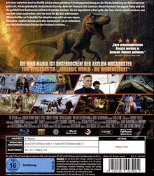 "Eure ursprünglichsten Ängste werden in Jurassic Reborn aufleben." Ein Dinosaurier brüllt, unten Filmszenen.