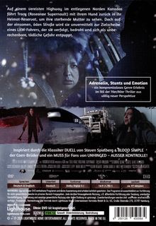 Auf einem vereisten Highway im Norden Kanadas wird Tracy von einem LKW-Fahrer verfolgt. "Adrenalin, Stunts und Emotion".