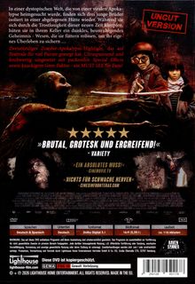 Texte: "UNCUT VERSION", "BRUTAL, GROTESK UND ERGREIFEND!" - Variety, "Ein absolutes Muss!" - cinemovie.tv, "Nichts für schwache Nerven" - cinesinfronteras.com. Zwei Kinder, eins mit Armbrust, in düsterer Szene.