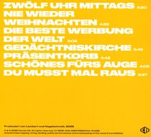 ZWÖLF UHR MITTAGS 5:20, NIE WIEDER WEIHNACHTEN 4:22, Produziert von Lambert und Nagelschmidt, 2025. Gelber Hintergrund.