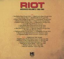 Riot: Archives Volume 2: 1982 - 1983, 1 CD und 1 DVD