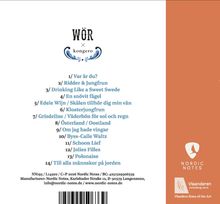 Albumtitel von WÖR & kongero, 14 nummerierte Songs und Barcodes. Links weiß, rechts orange mit zwei Logos.