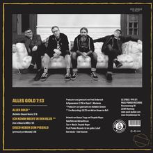 "ALLES GOLD 7:13", Songtitel und Zeiten aufgelistet. Foto zeigt vier Männer auf einem Sofa. Pauli Punker Records-Logo.