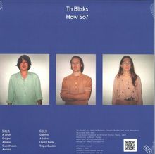 "Th Blisks, How So?" Oben. Liedtitel unten links: "A Sylph, Gosper, Alaska, Guesthouse, Avoska." Drei Porträtfotos mittig.