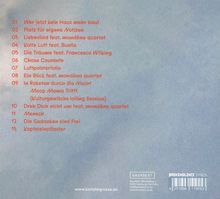 Trackliste: 1. Wer jetzt kein Haus mehr baut, 2. Platz für eigene Notizen... 13. Kopfsteinpflaster; Hintergrund in blau.