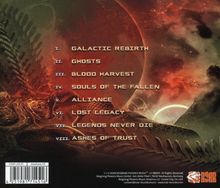 Trackliste: Galactic Rebirth, Ghosts, Blood Harvest, Souls of the Fallen, Alliance, Lost Legacy, Legends Never Die, Ashes of Trust. Sci-Fi-Motiv.