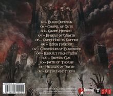 01 - Blood Dominion, 02 - Chapel of Guts, 03 - Grave Messiah. Unheimliche Szene mit Schädeln und düsteren Wolken.