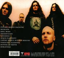 Liste von Songtiteln: "Future Breed Machine", "Beneath", "Soul Burn", "Transfixion", "Vanished", "Acrid Placity". Fünf Personen im Hintergrund.