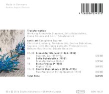 sonic.art Saxophonquartett  - Transformation, CD