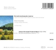 Johann Christoph Friedrich Bach (1732-1795): Die Auferweckung des Lazarus, CD