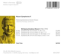 Mozart Symphonies V, Folkwang Kammerorchester Essen, Wolfgang Amadeus Mozart. Eine gelbe Büste links im Bild.