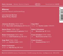 Rosa CD-Cover mit Infos zu klassischen Musikstücken von Brahms, Eisler, Schumann, Wolf und Schubert, Interpreten und Details.