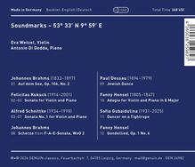 Soundmarks – 53° 33' N 9° 59' E. Eva Wetzel, Violine. Antonio Di Dedda, Klavier. Komponisten: Brahms, Kuckuck, Schnittke, u.a.