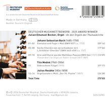 DEUTSCHER MUSIKWETTBEWERB 2025 AWARD WINNER. Julian Emanuel Becker spielt Orgelwerke von Bach, Medek und Reubke.
