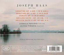 "JOSEPH HAAS 1879–1960. Sonatine, Sonate, Grillen Suite. Ludmila Pavlová: Violine, Alissa Firsova: Klavier. See und Bäume im Hintergrund."