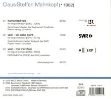 Claus-Steffen Mahnkopf (geb. 1962): Humanized Void, CD