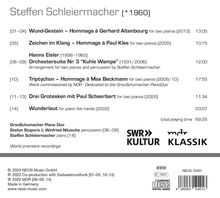 Steffen Schleiermacher (geb. 1960): Werke für 2 Klaviere, CD