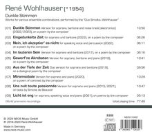 Rene Wohlhauser (geb. 1954): Lieder "Dunkle Stimmen", CD