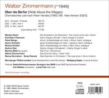 Walter Zimmermann (*1949), Über die Dörfer, Dramatisches Lied nach Peter Handke. Stückliste mit Künstlern und Orchesterangaben.