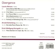 Laurie Altman (geb. 1944): Kammermusik "Divergence", CD