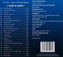 Weißer Text auf blauem Hintergrund: Trackliste eines Albums, Titel „Insel zu zweit“ und eine Liste mit 24 Titeln.