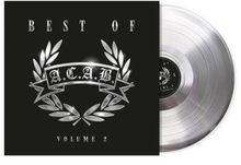 Text: "BEST OF A.C.A.B. VOLUME 2". Schallplatte mit silbernem, glänzendem Design und Lorbeerkranz.