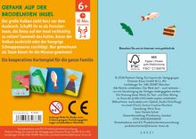 "GEFAHR AUF DER BRODELNDEN INSEL" ist ein kooperatives Kartenspiel für die Familie. Dauer: 10 Min. Spieler: 2-4. Ab 6 Jahren.