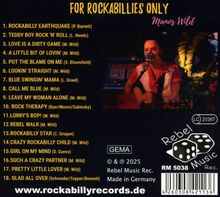 "FOR ROCKABILLYS ONLY" und "Maros Wild" in gelber und pinker Schrift. Ein Musiker spielt Gitarre vor einem Mikrofon. Logo mit Würfeln.