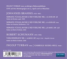 Johannes Brahms (1833-1897): Sonaten für Violine &amp; Klavier Nr.1-3, CD