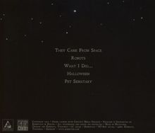 "They Came From Space, Robots, What I Did..., Halloween, Pet Sematary." Schwarze Hintergrund mit Sternen.