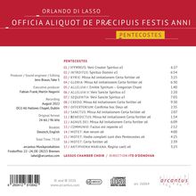 "Orlando di Lasso Officia Aliquot de Praecipuis Festis Anni. PENTECOSTES. Auflistung von 17 Musikstücken mit Zeitangaben. Lassus Chamber Choir."