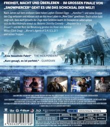 "Freiheit, Macht und Überleben – im großen Finale von 'Snowpiercer' geht es um das Schicksal der Welt!"  
Hintergrund: verschneite Berge, Zug, Menschen in Winterkleidung.