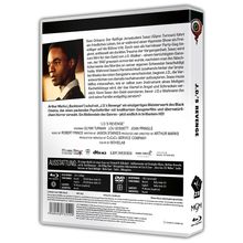 Text: "J.D.'s REVENGE" und "AUSSTATTUNG". Beschreibung des Films über einen Jurastudenten, der von einem Geist besessen wird. Links Bild eines Mannes. Rechts vertikaler Titel. Unten Logos.