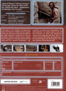 Zitat: „Game of Thrones“ trifft auf „Fortress“... Zukunftsvision mit Gladiatorenkämpfen. HD-Premiere, Limited Edition 047/111.