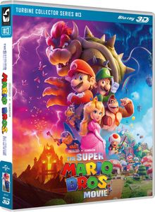 Text: "Turbine Collector Series #13", "Blu-ray 3D", "The Super Mario Bros Movie". 

Illustration: Bekannte Figuren in einer lebendigen, fantastischen Szene.