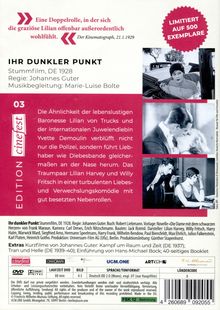 „Limitiert auf 500 Exemplare.“ Ihr dunkler Punkt. Stummfilm, DE 1928. Regie: Johannes Guter. Musik: Marie-Luise Bolte. Eine Doppelrolle von Lilian Harvey in einer turbulenten Komödie.