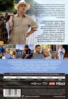 Text: "Die schwangere Inselärztin Nora Kaminski rettet den elfjährigen Kyrill..."

Ein Mann mit Hut an einem Steg, mehrere Filmszenen darunter.