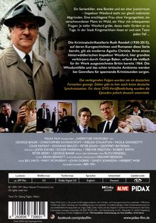 DVD-Rückseite mit Text über Inspektor Wexford und Kriminalschriftstellerin Ruth Rendell. Enthält Filmbilder.