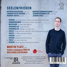 "Seelenfrieden", Komponisten: Buxtehude, Krieger, Schütz. Werke: Psalm 31, Musikalischer Seelen-Friede. Musiker: Martin Platz. Links Text, rechts Mann.