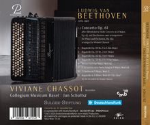 Texte: "Ludwig van Beethoven," "Concerto Op. 61," "Viviane Chassot," "Collegium Musicum Basel," "Prospero." Illustration: Akkordeon.