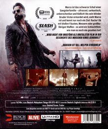 Marco ist das schwarze Schaf einer Gangsterfamilie und sinnt auf Rache. Szenen von Gewalt und Kämpfen sind abgebildet.