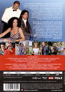 Ein Text beschreibt die Filme „Das Weibernest“ und „Mord an Bord“. Oben ist ein Gruppenfoto, unten Filmszenen.