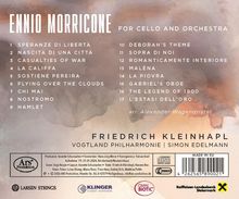 Titel "Ennio Morricone for Cello and Orchestra". Stücke 1-17 aufgeführt. Künstler: Friedrich Kleinhapl. Hintergrund abstrakt.