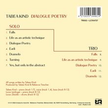TADEA KIND DIALOGUE POETRY. SOLO: 1. Falls 2. Life as an artistic technique. TRIO: 8. Falls 9. Life as an artistic technique.