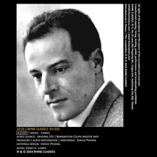 Texte: "10 CD RHINE CLASSICS RH-033", "AUDIO SOURCE: ORIGINAL LPs", "EDITORIAL DESIGN: Emilio Pessina"; Schwarz-Weiß-Fotografie eines Mannes.