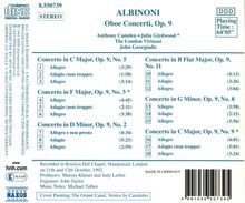 Tomaso Albinoni (1671-1751): Oboenkonzerte op.9 Nr.2,3,5,8,9,11, CD