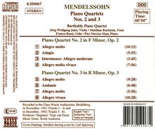 Felix Mendelssohn Bartholdy (1809-1847): Klavierquartette Nr.2 &amp; 3, CD