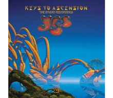"Keys To Ascension", "The Studio Recordings", "Yes". Fantasievolle Landschaft mit geschwungenen, bunten Formen und Wasser.