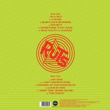 Texte: Tracks auf "SIDE ONE" und "SIDE TWO". Rotes Logo mit "RUTS" auf grünem, gestreiftem Hintergrund.