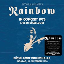 "Rainbow In Concert 1976 Live in Düsseldorf. Düsseldorf Philipshalle, Montag, 27. September 1976." Musiker mit Gitarre.